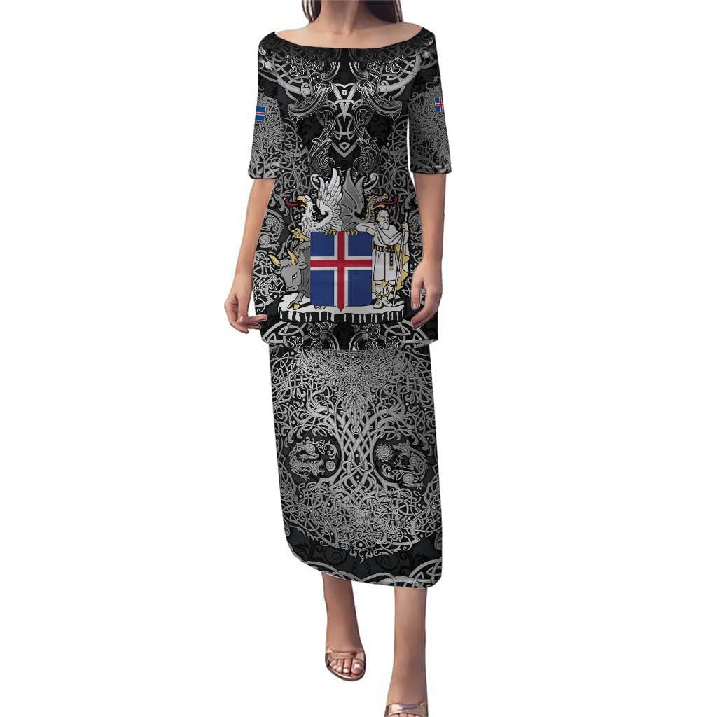 Icelandic Coat of Arms Puletasi Viking Knotwork and National Flag Design