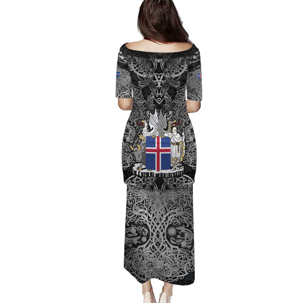 Icelandic Coat of Arms Puletasi Viking Knotwork and National Flag Design