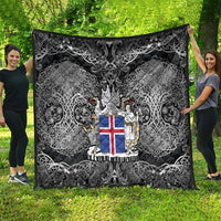 Icelandic Coat of Arms Quilt Viking Knotwork and National Flag Design
