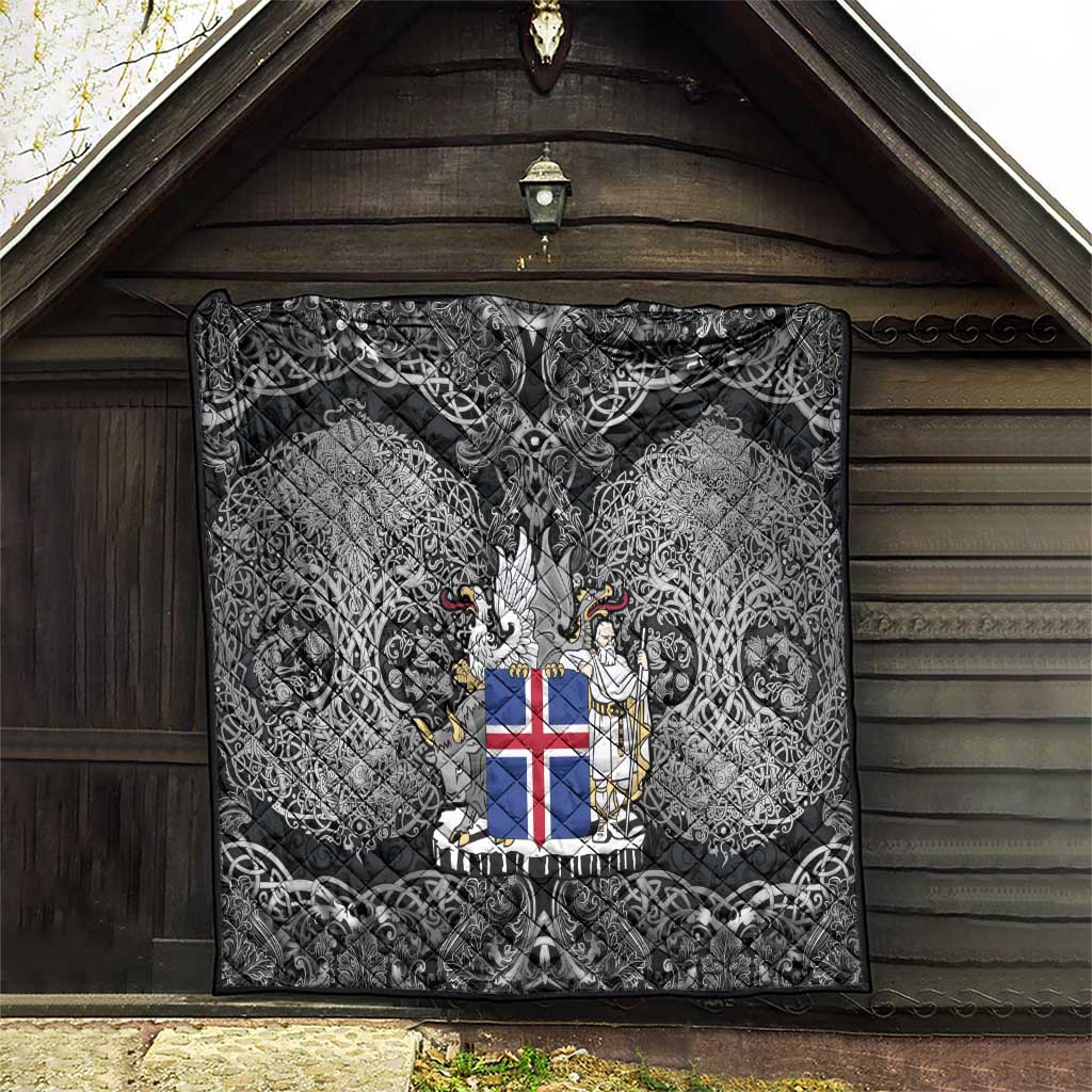 Icelandic Coat of Arms Quilt Viking Knotwork and National Flag Design