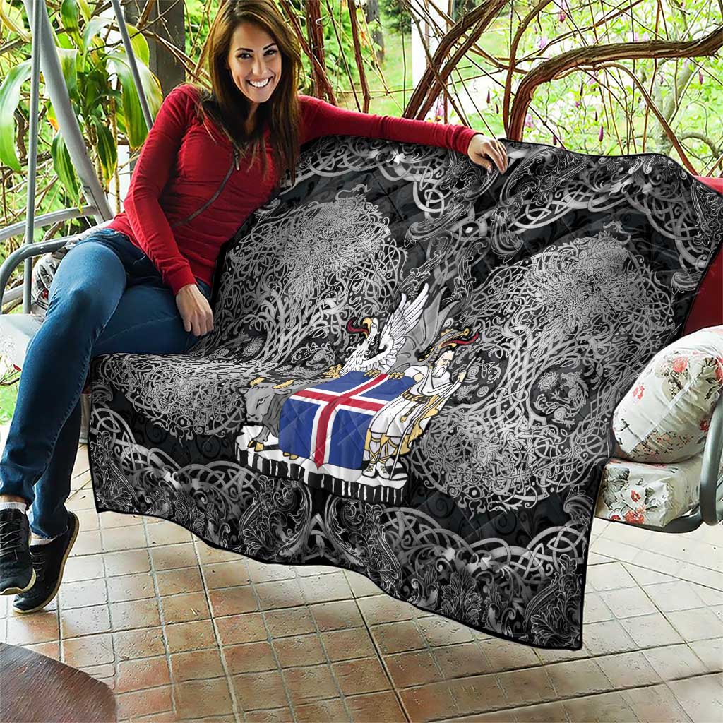 Icelandic Coat of Arms Quilt Viking Knotwork and National Flag Design