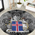 Icelandic Coat of Arms Round Carpet Viking Knotwork and National Flag Design