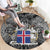 Icelandic Coat of Arms Round Carpet Viking Knotwork and National Flag Design