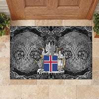 Icelandic Coat of Arms Rubber Doormat Viking Knotwork and National Flag Design