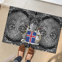 Icelandic Coat of Arms Rubber Doormat Viking Knotwork and National Flag Design