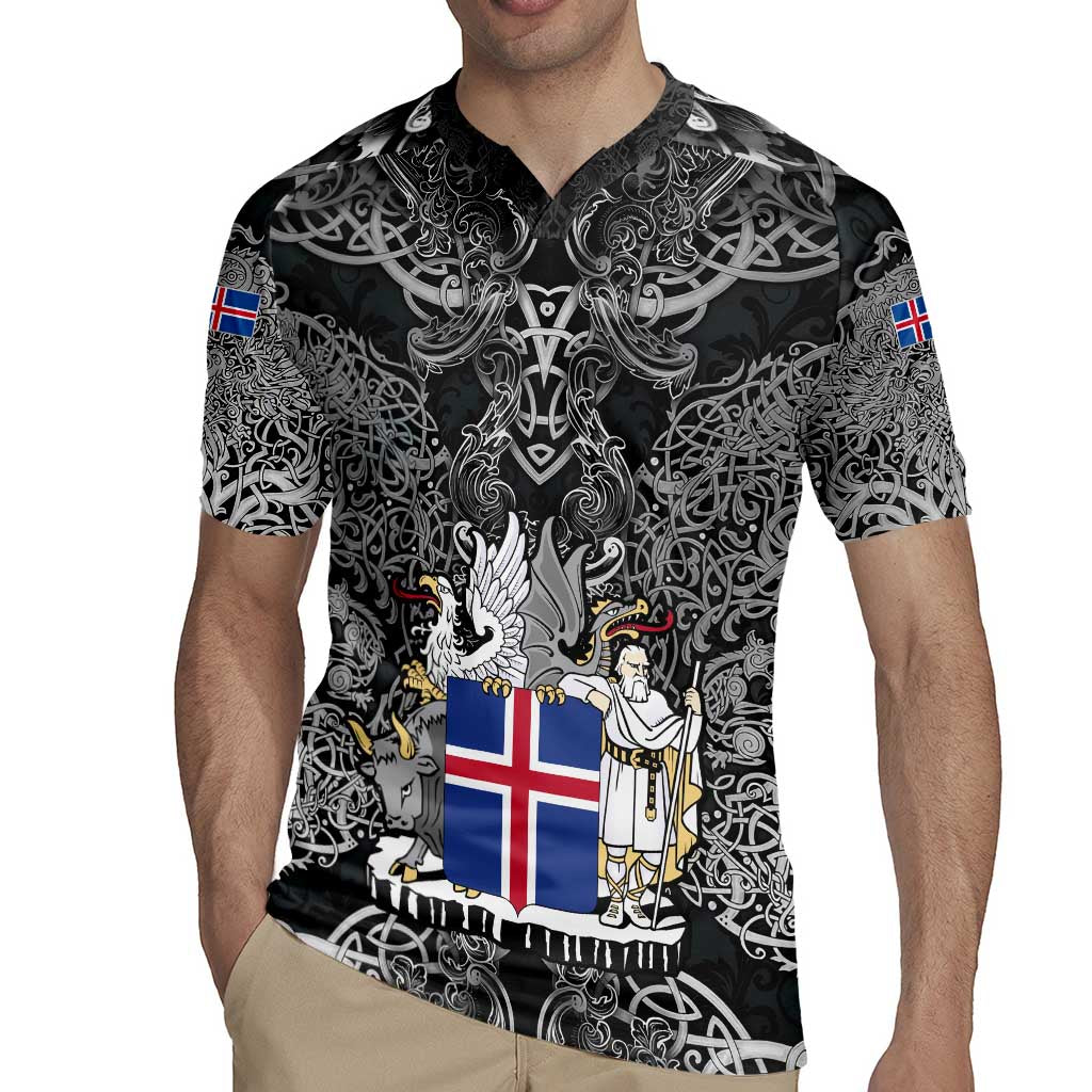 Icelandic Coat of Arms Rugby Jersey Viking Knotwork and National Flag Design