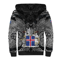Icelandic Coat of Arms Sherpa Hoodie Viking Knotwork and National Flag Design