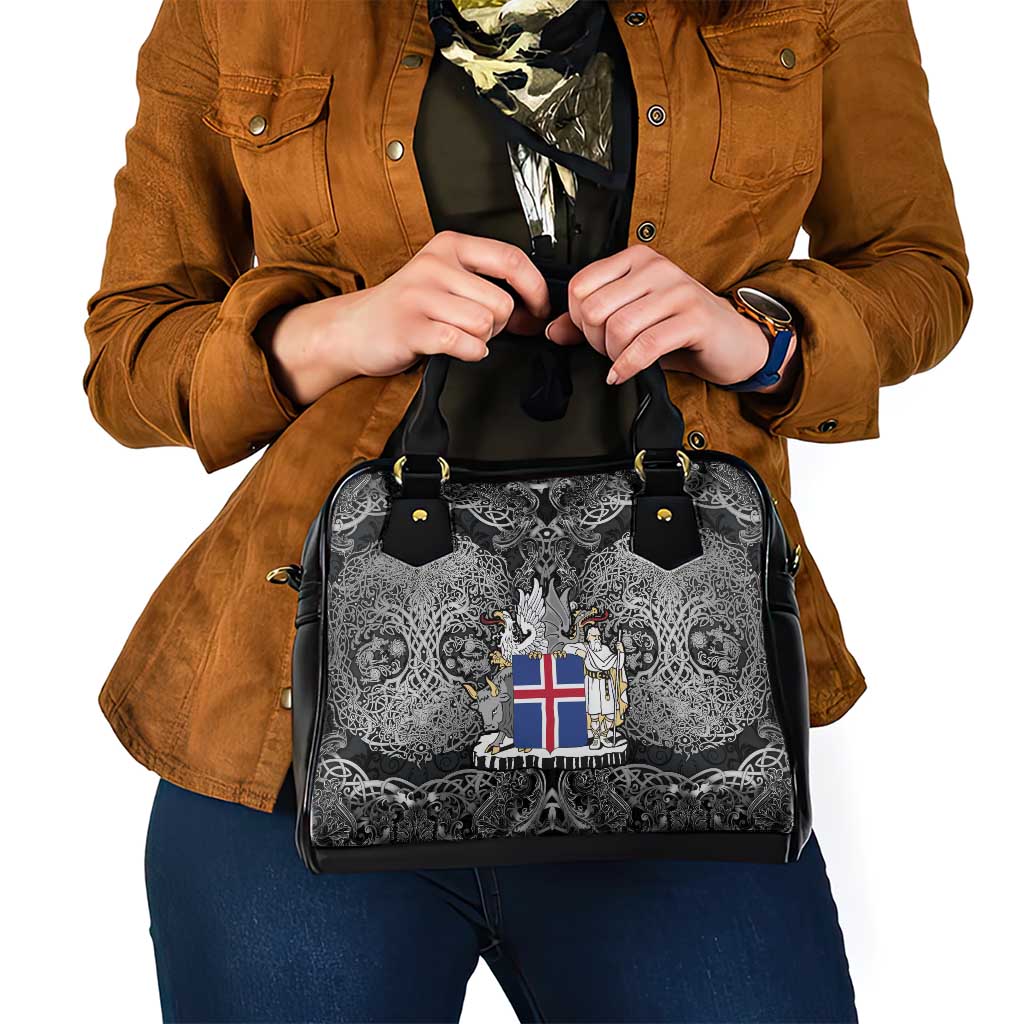 Icelandic Coat of Arms Shoulder Handbag Viking Knotwork and National Flag Design