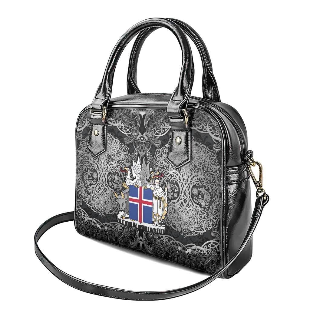 Icelandic Coat of Arms Shoulder Handbag Viking Knotwork and National Flag Design