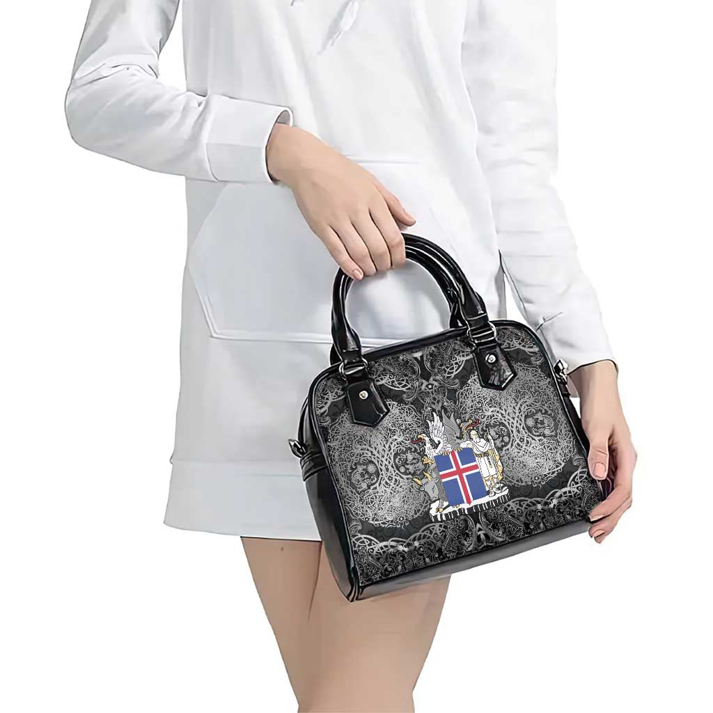 Icelandic Coat of Arms Shoulder Handbag Viking Knotwork and National Flag Design