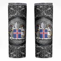 Icelandic Coat of Arms Skinny Tumbler Viking Knotwork and National Flag Design