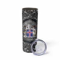 Icelandic Coat of Arms Skinny Tumbler Viking Knotwork and National Flag Design