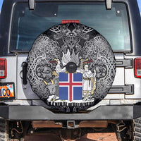 Icelandic Coat of Arms Spare Tire Cover Viking Knotwork and National Flag Design
