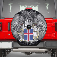 Icelandic Coat of Arms Spare Tire Cover Viking Knotwork and National Flag Design
