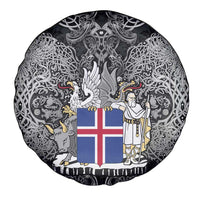 Icelandic Coat of Arms Spare Tire Cover Viking Knotwork and National Flag Design
