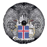 Icelandic Coat of Arms Spare Tire Cover Viking Knotwork and National Flag Design
