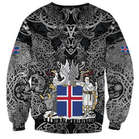 Icelandic Coat of Arms Sweatshirt Viking Knotwork and National Flag Design