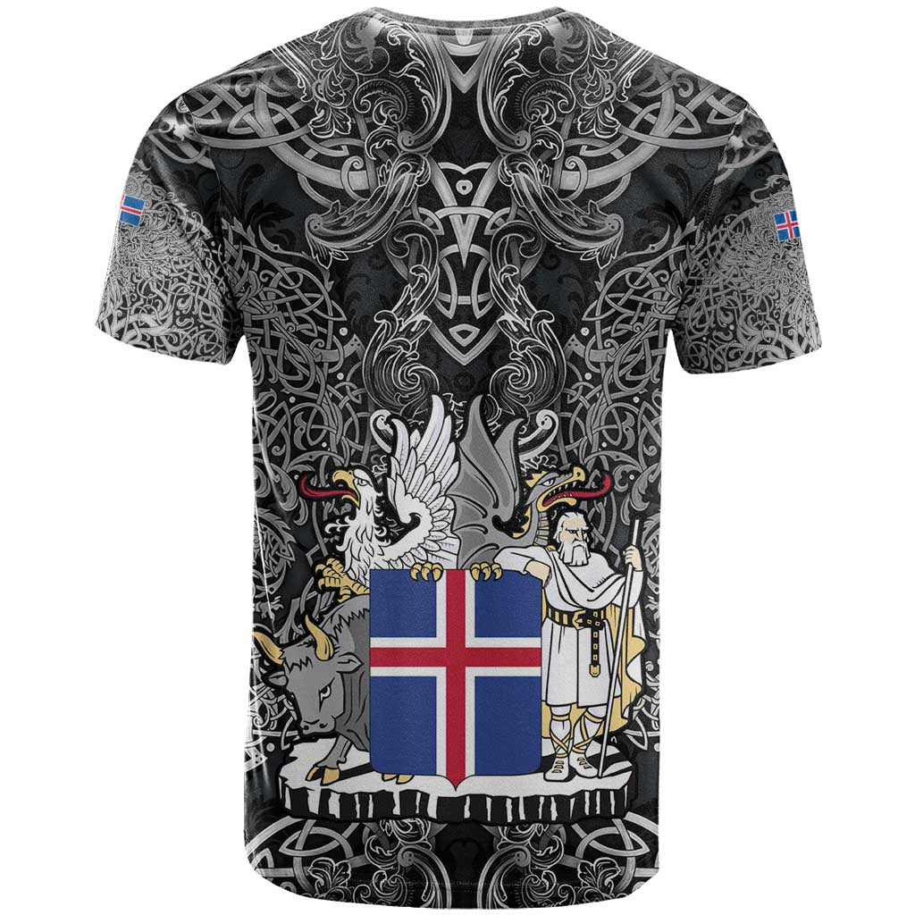 Icelandic Coat of Arms T Shirt Viking Knotwork and National Flag Design