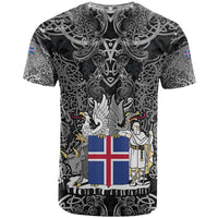 Icelandic Coat of Arms T Shirt Viking Knotwork and National Flag Design