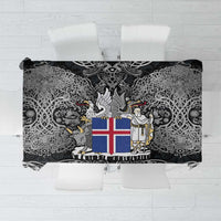 Icelandic Coat of Arms Tablecloth Viking Knotwork and National Flag Design