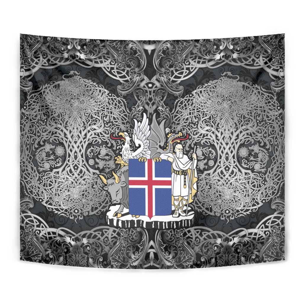 Icelandic Coat of Arms Tapestry Viking Knotwork and National Flag Design