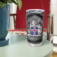 Icelandic Coat of Arms Tumbler Cup Viking Knotwork and National Flag Design