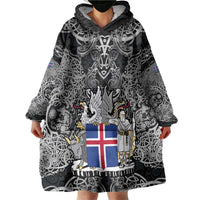 Icelandic Coat of Arms Wearable Blanket Hoodie Viking Knotwork and National Flag Design