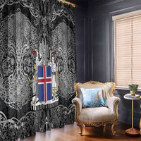 Icelandic Coat of Arms Window Curtain Viking Knotwork and National Flag Design