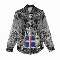 Icelandic Coat of Arms Women Casual Shirt Viking Knotwork and National Flag Design