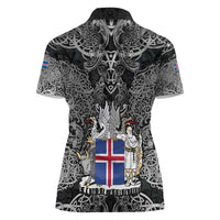 Icelandic Coat of Arms Women Polo Shirt Viking Knotwork and National Flag Design