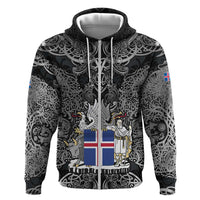 Icelandic Coat of Arms Zip Hoodie Viking Knotwork and National Flag Design