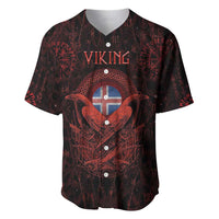 Iceland Vikings Baseball Jersey Norse Runes with Raven and Longship Design Featuring National Flag