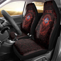 Iceland Vikings Car Seat Cover Norse Runes with Raven and Longship Design Featuring National Flag