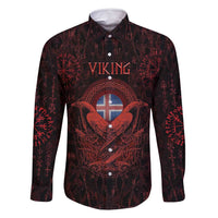 Iceland Vikings Family Matching Long Sleeve Bodycon Dress and Hawaiian Shirt Norse Runes with Raven and Longship Design Featuring National Flag
