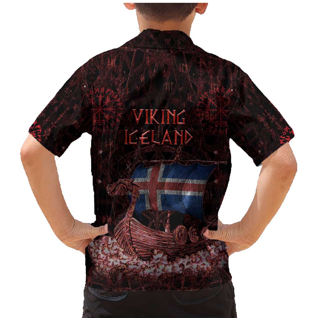 Iceland Vikings Family Matching Mermaid Dress and Hawaiian Shirt Norse Runes with Raven and Longship Design Featuring National Flag