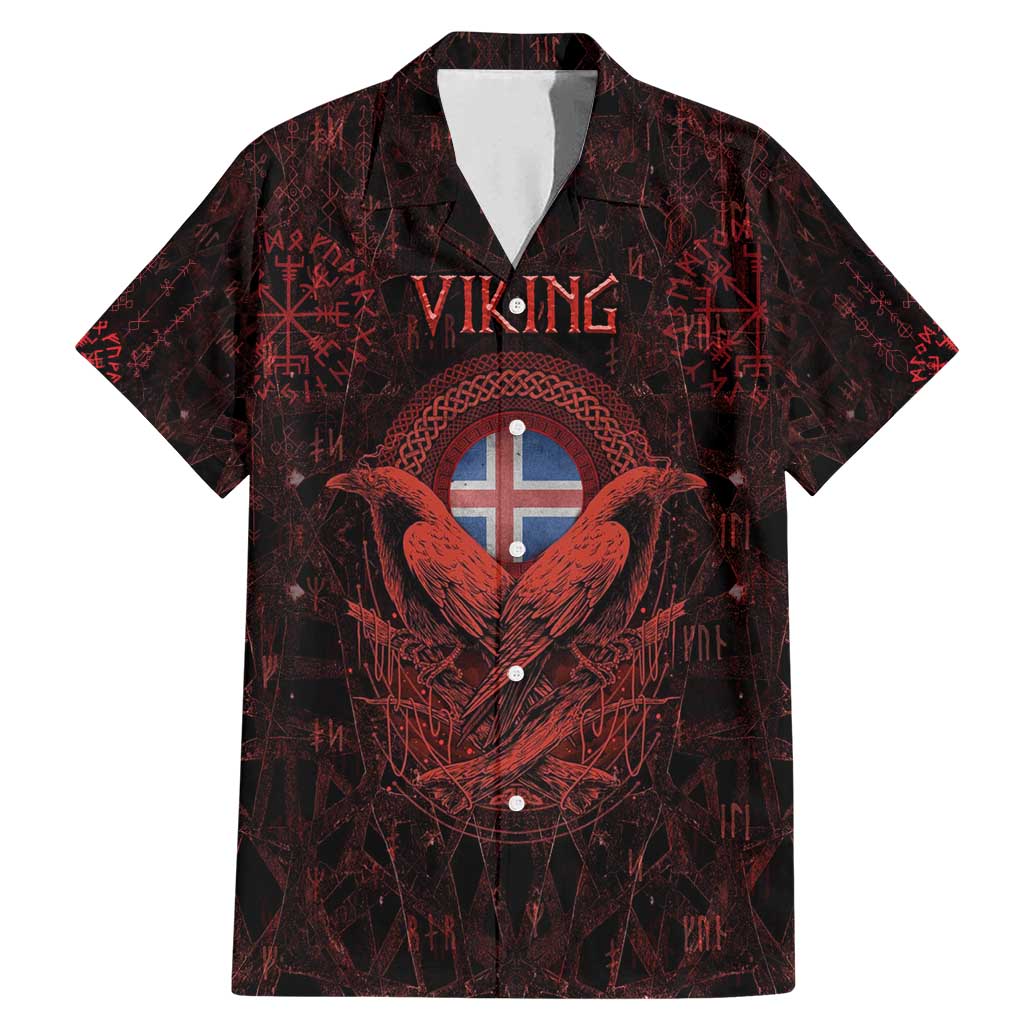 Iceland Vikings Family Matching Mermaid Dress and Hawaiian Shirt Norse Runes with Raven and Longship Design Featuring National Flag