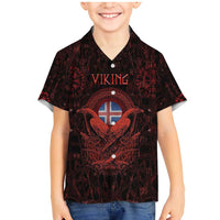Iceland Vikings Family Matching Mermaid Dress and Hawaiian Shirt Norse Runes with Raven and Longship Design Featuring National Flag