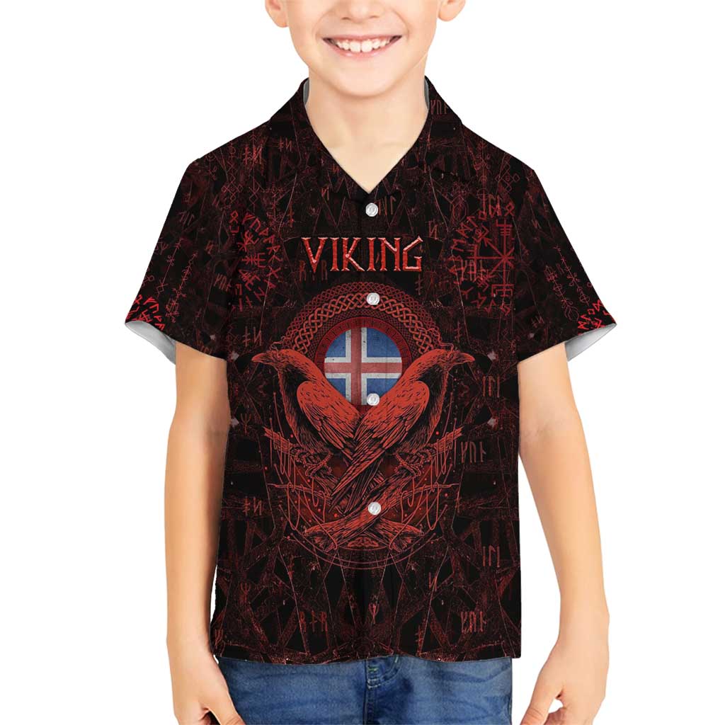 Iceland Vikings Family Matching Puletasi and Hawaiian Shirt Norse Runes with Raven and Longship Design Featuring National Flag