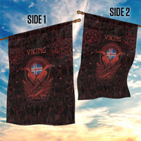 Iceland Vikings Garden Flag Norse Runes with Raven and Longship Design Featuring National Flag