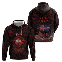 Iceland Vikings Hoodie Norse Runes with Raven and Longship Design Featuring National Flag