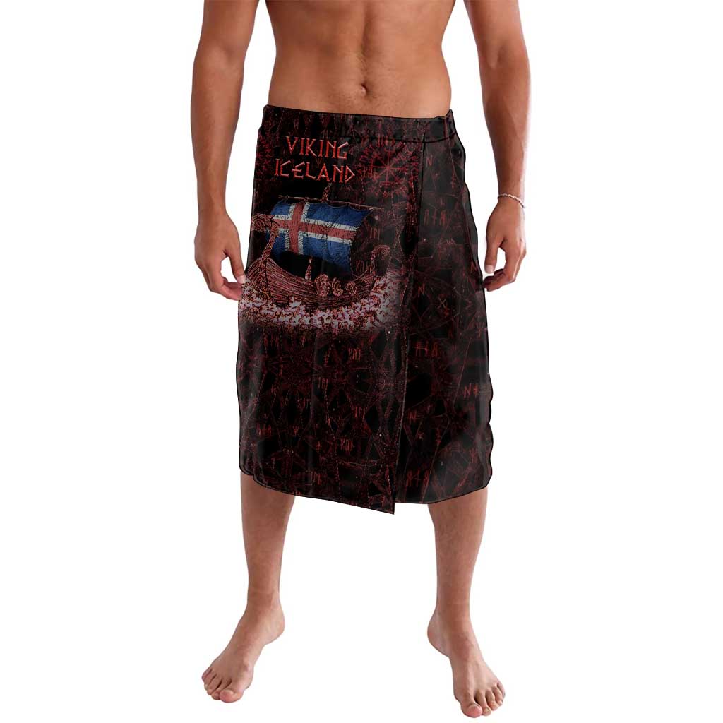 Iceland Vikings Lavalava Norse Runes with Raven and Longship Design Featuring National Flag