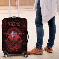 Iceland Vikings Luggage Cover Norse Runes with Raven and Longship Design Featuring National Flag