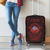 Iceland Vikings Luggage Cover Norse Runes with Raven and Longship Design Featuring National Flag