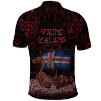 Iceland Vikings Polo Shirt Norse Runes with Raven and Longship Design Featuring National Flag