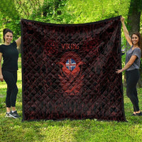 Iceland Vikings Quilt Norse Runes with Raven and Longship Design Featuring National Flag