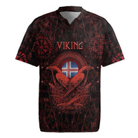 Iceland Vikings Rugby Jersey Norse Runes with Raven and Longship Design Featuring National Flag