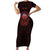 Iceland Vikings Short Sleeve Bodycon Dress Norse Runes with Raven and Longship Design Featuring National Flag