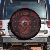 Iceland Vikings Spare Tire Cover Norse Runes with Raven and Longship Design Featuring National Flag