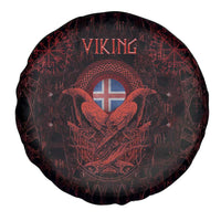 Iceland Vikings Spare Tire Cover Norse Runes with Raven and Longship Design Featuring National Flag