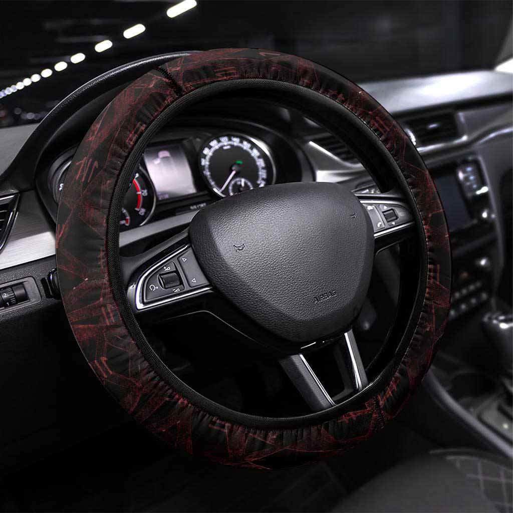 Iceland Vikings Steering Wheel Cover Norse Runes with Raven and Longship Design Featuring National Flag